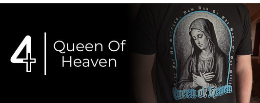 Queen of Heaven with Threads 4 Catholics Logo. Man wearing the Queen of Heaven tee.